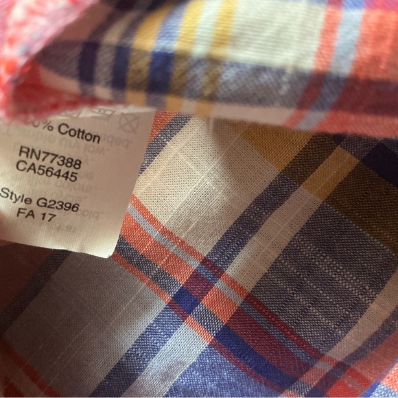 J crew shirt women XS boy fit orange plaid academia relaxed beach lightweight - Picture 3 of 4